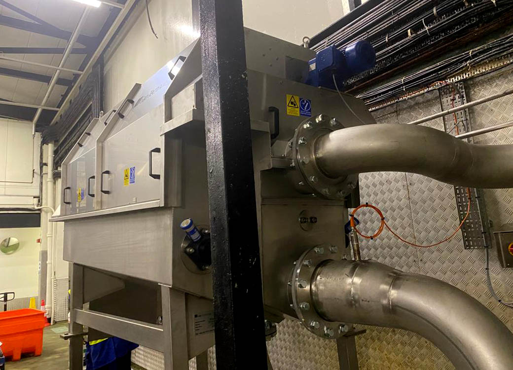Internal Rotary screen for treatment of sausage skin casings waste water effluent